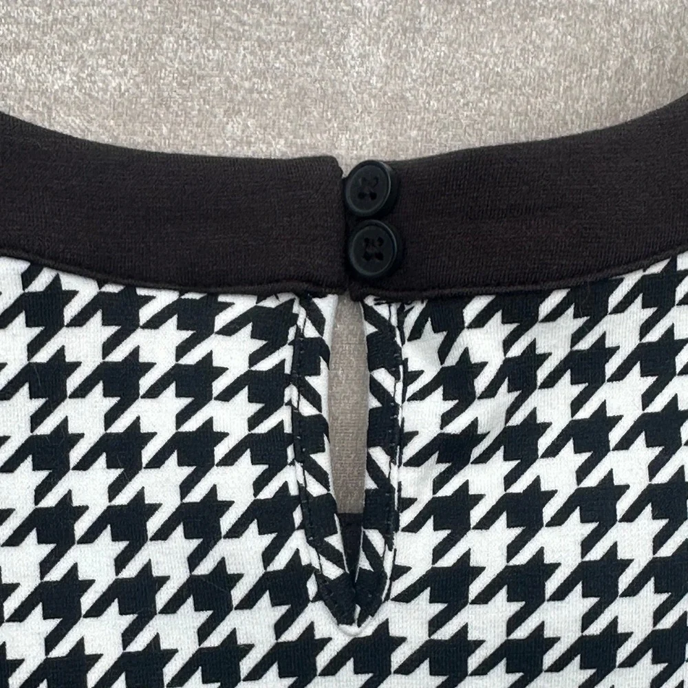 NWT The Children's Place Houndstooth Fit & Flare Dress Girls Size 10 Black White